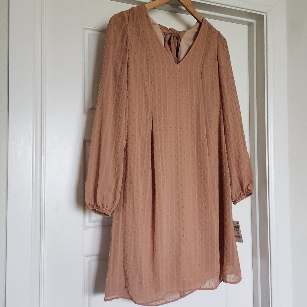 INC International Concepts Hazel Wood Long Sleeve Shift Dress - NWT - Size XS
